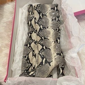Paris Texas Python Printed Leather Boot. Color: Natural